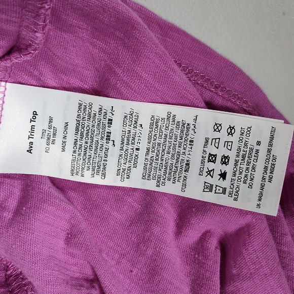 Boden Ava Short Sleeve Trim Top Radiant Orchid Purple Tee 2 - Picture 8 of 9
